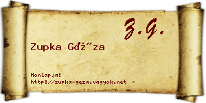 Zupka Géza névjegykártya